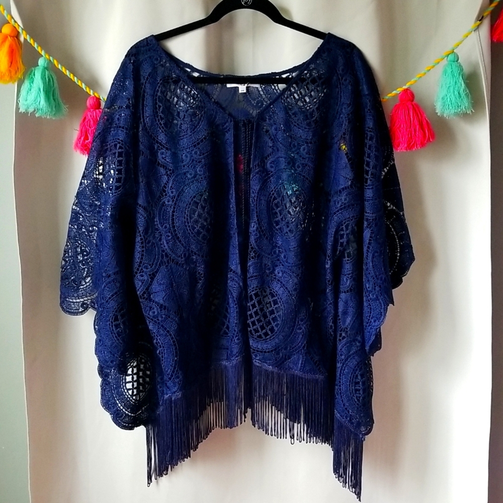 Embroidered Beach Cover/ Shall Royal Blue